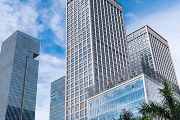 Low angle view of modern office buildings