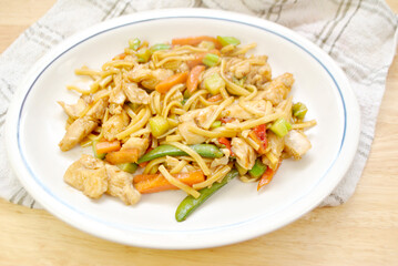 Teriyaki Chicken Vegetable Stir Fry with Thin Noodles	
