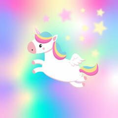 Cute unicorn with rainbow ruff