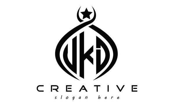 UKD three letters monogram curved oval initial logo design, geometric creative logo, vector template