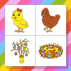 Cartoon character. Easter theme. Colorful vector illustration. Isolated on white background. Design element. Template for your design, books, stickers, cards.