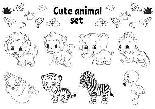 Coloring page for kids. Animal theme. Digital stamp. Cartoon style character. Vector illustration isolated on white background.