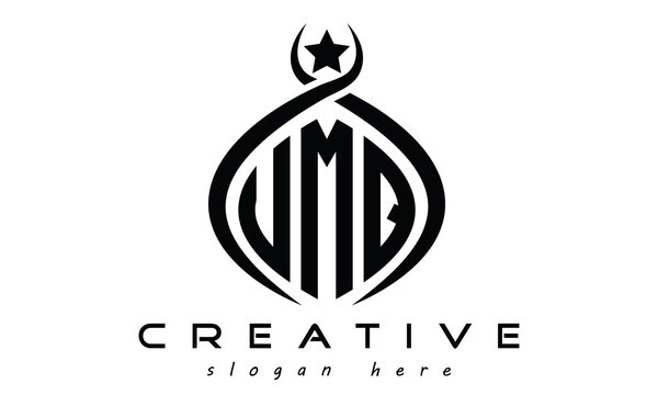 UMQ three letters monogram curved oval initial logo design, geometric creative logo design