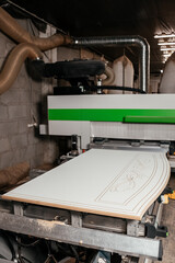 07.07.2018 Lviv, Ukraine: large furniture machine for processing and printing on furniture boards