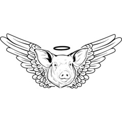 Fototapeta premium Pig with Wings and Halo Vector