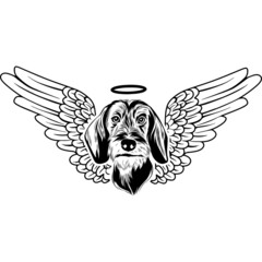 Wire Fair Dachshund with Wings and Halo Vector