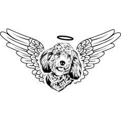 Cockapoo with Wings and Halo Vector