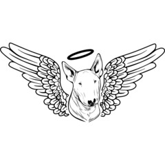 Bull Terrier with Wings and Halo Vector