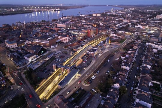 Drone shot of Gravesend Town Centre