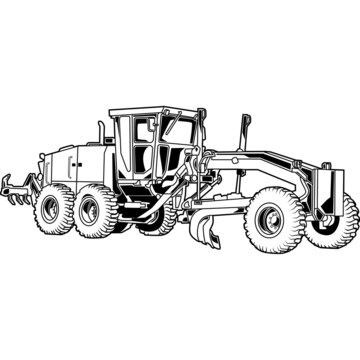 Road Grader Detailed Vector Clipart