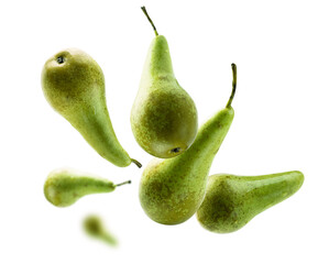 A set of green pears. Isolated on a white background