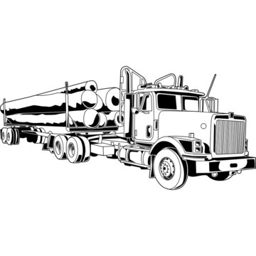 Logging Truck Detailed Vector Clipart