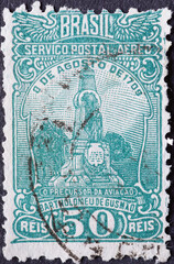 Brazil - circa 1934: a postage stamp from Brazil, showing the Monument to de Gusmao .