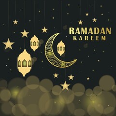 Obraz na płótnie Canvas Ramadan kareem luxury Islamic greeting background with decorative ornament golden and Premium Vector
