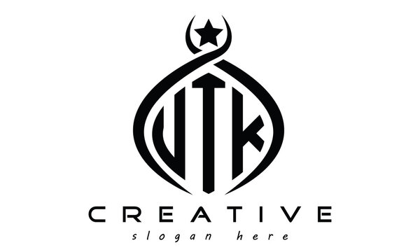 UTK three letters monogram curved oval initial logo design, geometric minimalist creative logo design