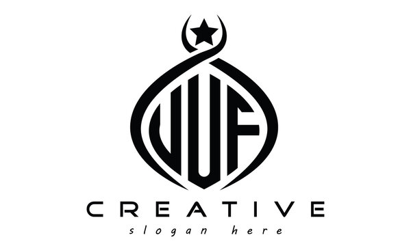 UUF three letters monogram curved oval initial logo design, geometric minimalist creative logo design