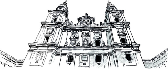 Fototapeta premium sketch of the dom of Salzburg