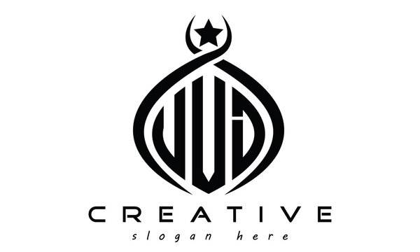 UVD three letters monogram curved oval initial logo design, geometric minimalist creative logo design