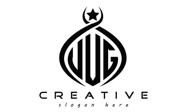 UVG three letters monogram curved oval initial logo design, geometric minimalist creative logo design