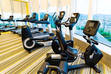 Modern gym with sport machines