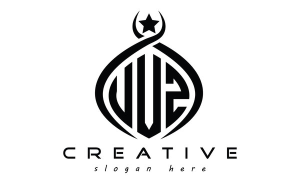 UVZ three letters monogram curved oval initial logo design, geometric minimalist creative logo design