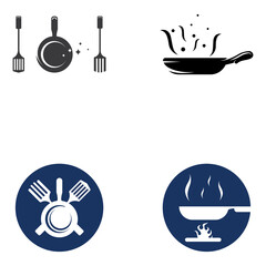 Logos for cooking utensils, cooking pots, spatulas and cooking spoons. Using a vector illustration template design concept.