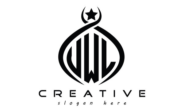 UWL three letters monogram curved oval initial logo design, geometric minimalist creative logo design