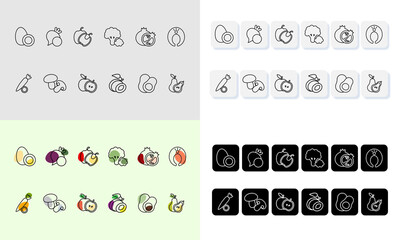 Healthy food icons set.