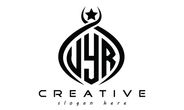UYR three letters curved oval initial logo design, geometric minimalist creative logo, vector template