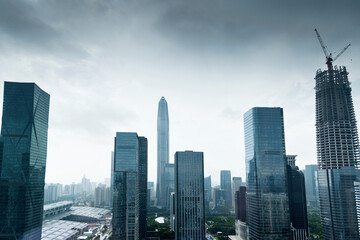 Obraz premium Skyscrapers and unfinished building in the city