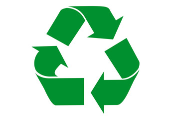 Icono verde de reciclaje en fondo blanco.
