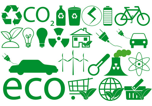 Icono verde de temática ecológica. 