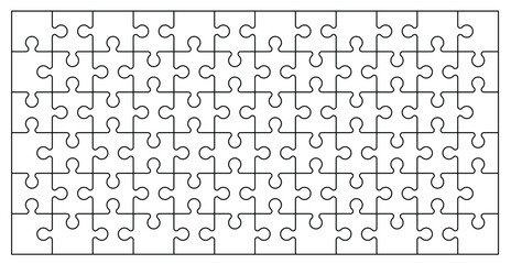 jigsaw puzzle pieces connection line pattern. Puzzle pieces icon or pictogram. Cartoon vector outline. Autism awareness logo or symbol. Dubbele platte puzzels. Teamwork concept. Mosic sign. Game print