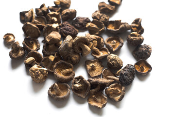dried mushrooms on a white background