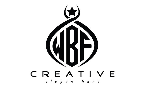 WBF three letters monogram curved oval initial logo design, geometric minimalist creative logo, vector template