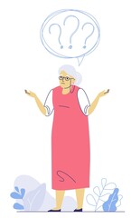 Dementia concept with memory loss of old woman.