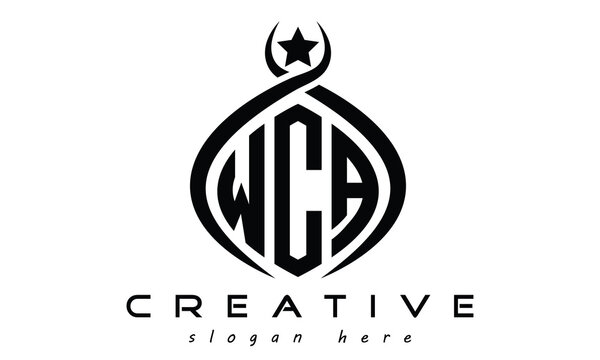 WCA three letters monogram curved oval initial logo design, geometric minimalist creative logo, vector template