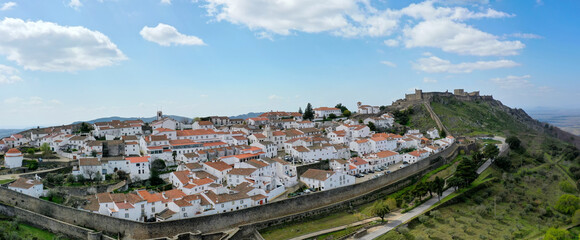 Obraz premium aerial view of the walled historic town of Marvao with its castle on the hill