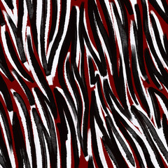 Seamless zebra patterns, striped patterns. Exotic wild patterns in animalistic style in natural colors imitation of zebra skin. Clipart for textile, graphic design surface prints.