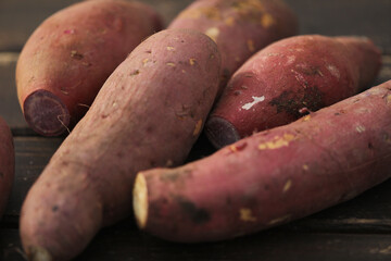 Sweet potatoes processed for roasted sweet potatoes