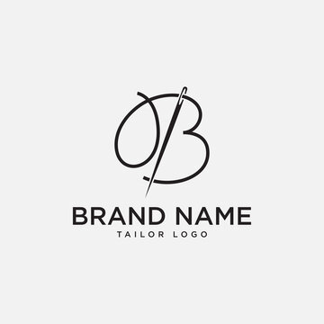 Letter B tailor logo, needle with thread vector icon. lettering logo tailor for initial name or brand