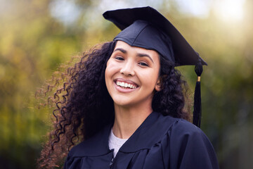 Im about to do great things with my life. Shot of a happy young woman celebrating graduation day.