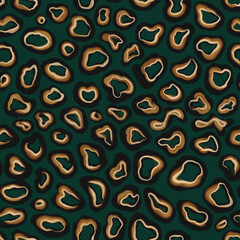 Materiał do szycia animalistic bright seamless pattern imitating the skin of a wild leopard, jaguar. Bright rich bold pattern with a print of African safari animals in colorful stylish mimicking in nature
