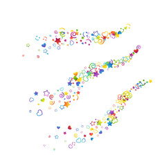 Colorful childhood fun letters and symbols confetti. Kids creative rainbow vector illustration.