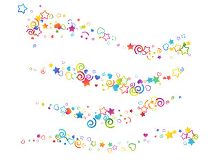 Colorful childhood fun letters and symbols confetti. Kids creative rainbow vector illustration.