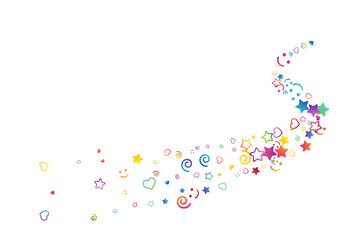 Colorful childhood fun letters and symbols confetti. Kids creative rainbow vector illustration.