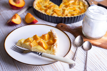 cheesecake with  peaches