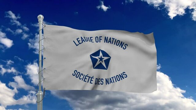  League of Nations flag, flag fluttering like in the wind