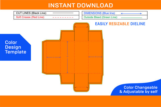 Packaging Straight Tuck End Box Design Die Cut Template And 3D Box Design Color Design Template