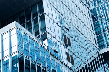 Glass wall of modern office building